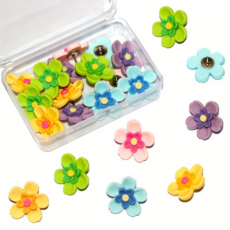 15pcs 3D Flower Push Pins for Cork Board Office Utensils