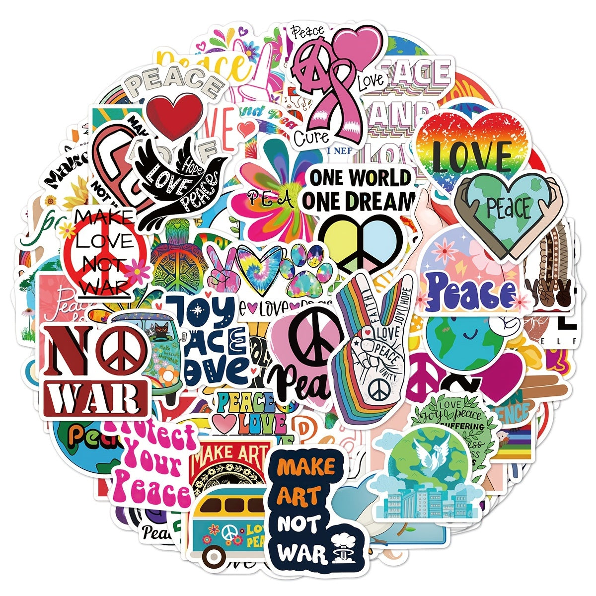 50-100pcs World Peace Cartoon Phone Case Stickers Waterproof DIY Stickers
