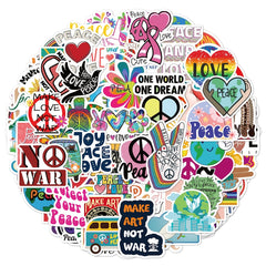 50-100pcs World Peace Cartoon Phone Case Stickers Waterproof DIY Stickers
