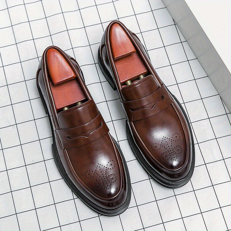 Men's Carved Style Business Shoes Slip On Low Top Classic