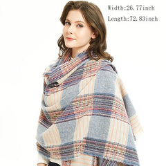 Winter Warm Blanket Scarf Plaid Oversized Shawl Soft Tassels Wrap