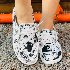 Halloween Ghost Face Pattern Low Top Sneakers Lightweight Walking Shoes