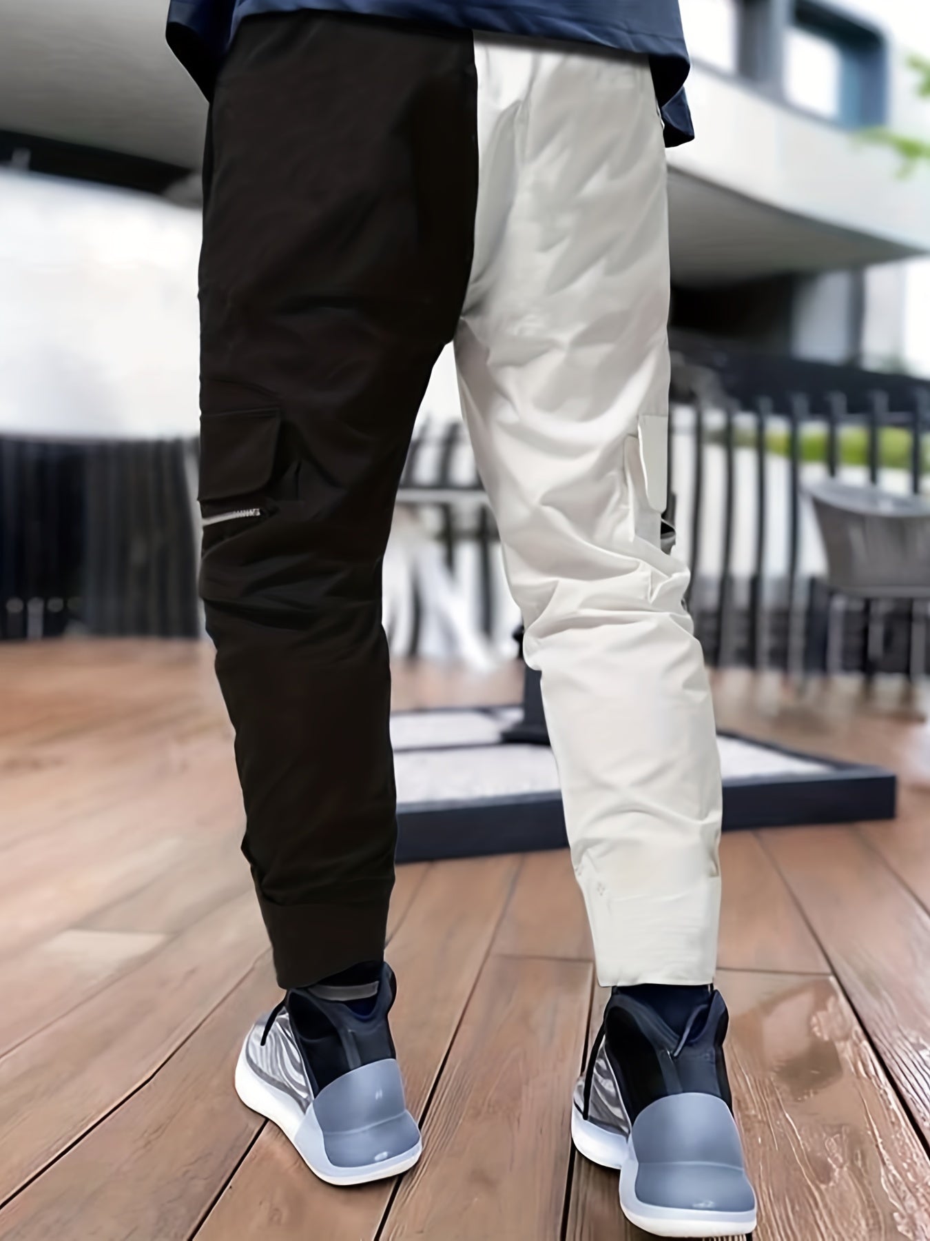 Reflective Strip Men's Work Pants Drawstring Cargo Pants