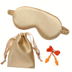 3pcs Set Soft Blackout Eye Mask With Bag & Earplugs