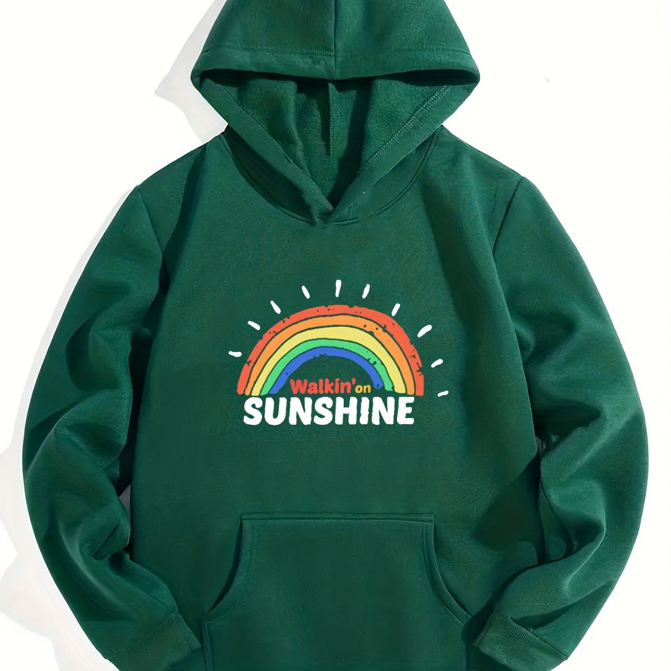 Sunshine Rainbow Graphic Girls' Casual Long Sleeve Hoodie Sweatshirt