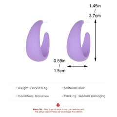 C Shape Bright Hoop Earrings Resin Jewelry Gift