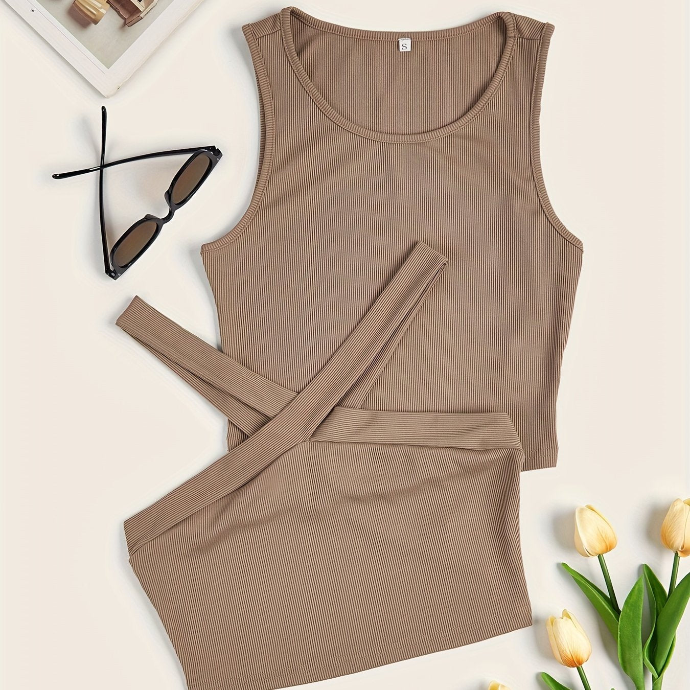 Ribbed Vest Top 2 Pack Sleeveless Summer Top