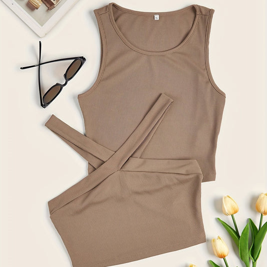 Ribbed Vest Top 2 Pack Sleeveless Summer Top