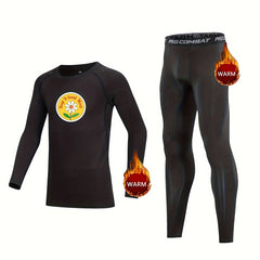 Kids Daisy Pattern Compression Fleece Set Crew Neck Pullover & Matching Pants