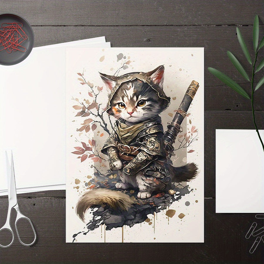 Baby Cat Samurai Watercolor Wall Stickers Nursery Decor