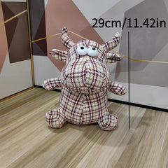 Cartoon Cow Plush Doll Soft Stuffed Animal & Plaid Gift for Christmas Halloween