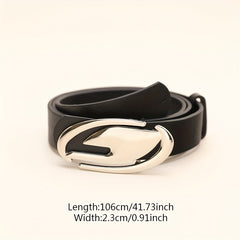 Geometric Oval Buckle Thin Belt PU Jeans Pants Belt For Women