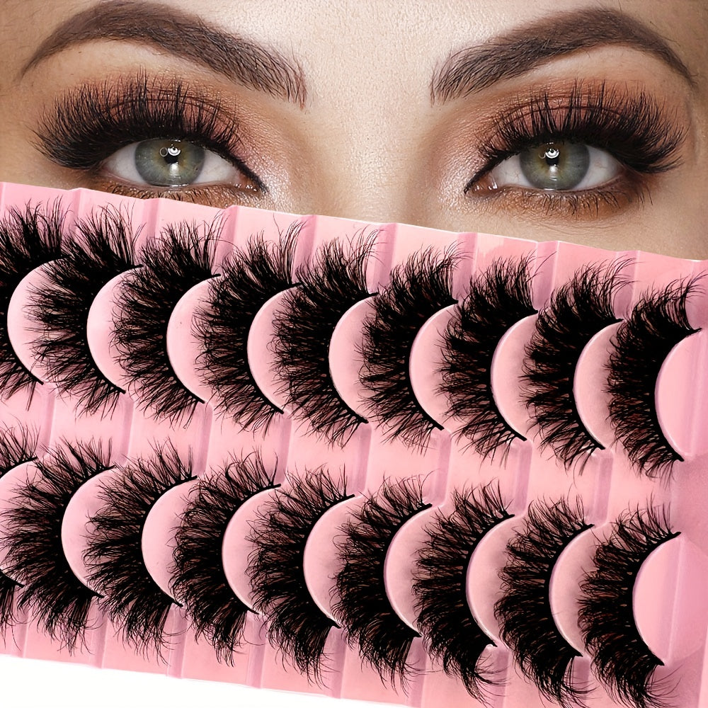10 Pairs 3D Mink Natural False Lashes Soft Cross Wispy Eyelash Extension