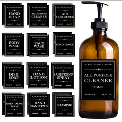 Waterproof Soap Liquid Bottle Labels - Set of 12