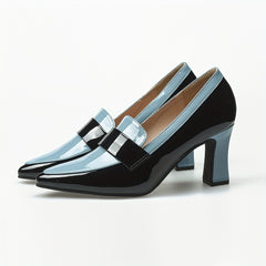 Women's Colorblock Chunky High Heel Pumps