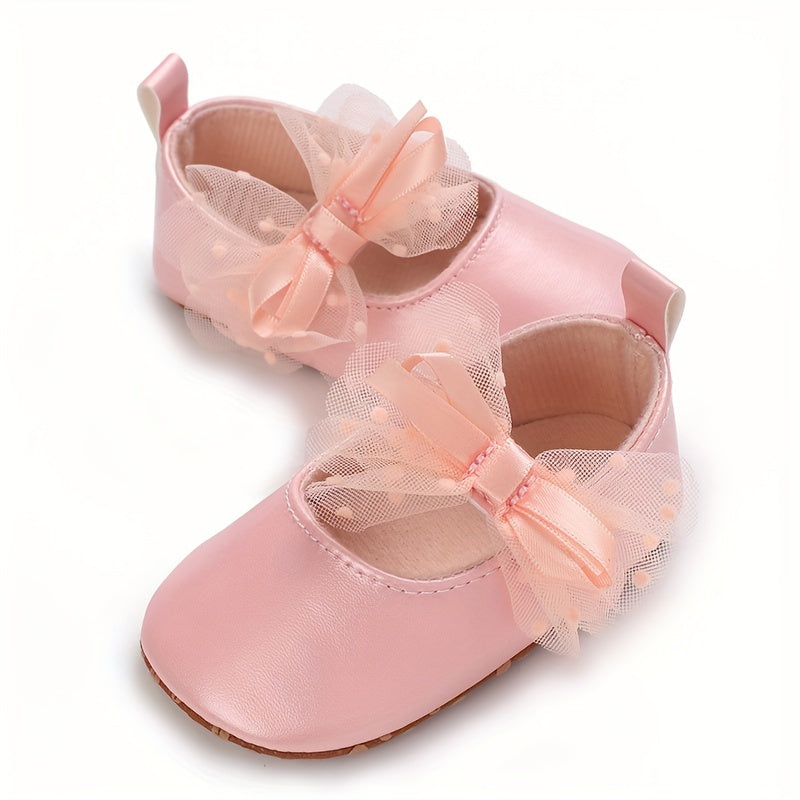 Bowknot Ballet Flat Shoes For Baby Girls Lightweight Non slip Walking Shoes