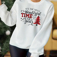 Christmas Top Women's Plus Tree & Slogan Print