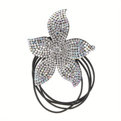 Women's Rhinestone Flower Resin Hair Tie Elastic Hair Rope