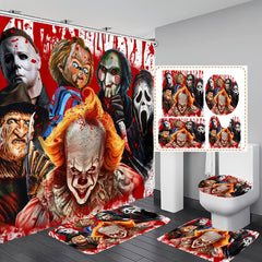 Horror Clown Style Shower Curtain Set