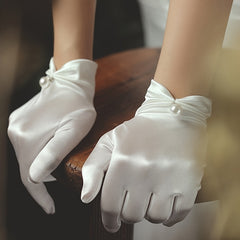 Vintage Bridal Gloves Lace Faux Pearl Wedding Accessories