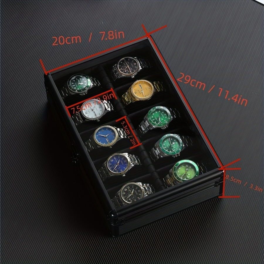 Watch Storage Box Display HD Glass Cover Soft Pillow Aluminum Alloy Jewelry Box