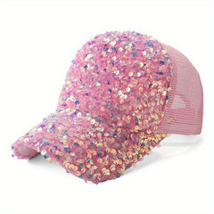Sequin Baseball Cap Spring Summer Openwork Mesh Cap for Men and Women
