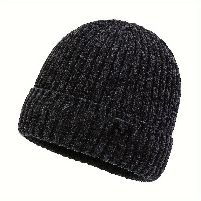 Chenille Velvet Pullover Hat Winter Windproof Knitted Hat Ski Cycling Beanie