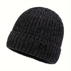 Chenille Velvet Pullover Hat Winter Windproof Knitted Hat Ski Cycling Beanie