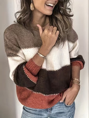 Colorblock Long Sleeve Round Neck Jumper