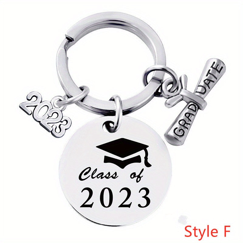 Vintage Stainless Steel Graduation Keychain Pendant Bag Charm