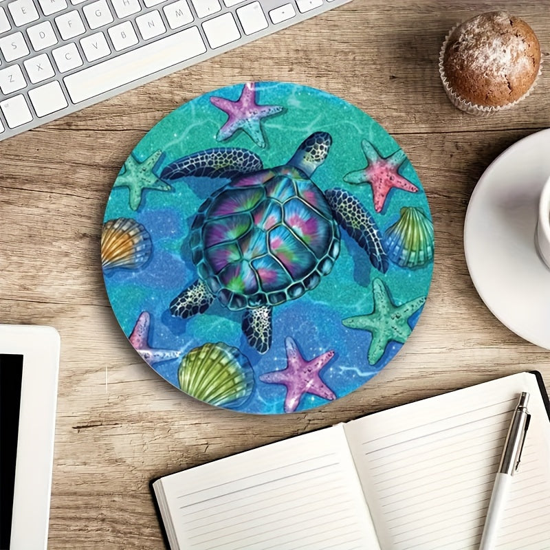 22cm Turtle & Starfish Printed Mouse Pad - Anti Slip & Waterproof