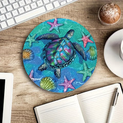 22cm Turtle & Starfish Printed Mouse Pad - Anti Slip & Waterproof
