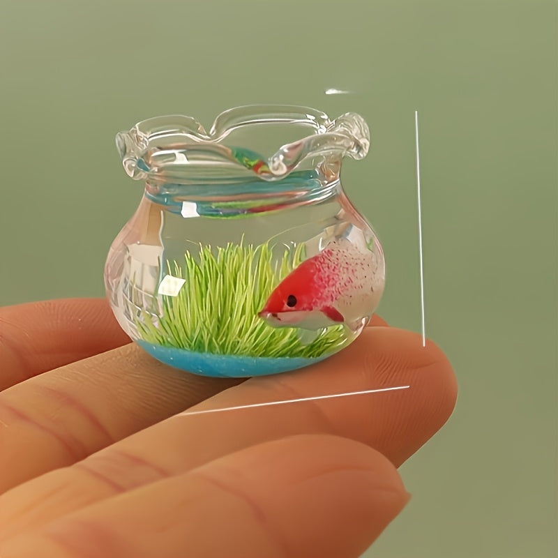 Dollhouse Glass Aquarium Model Goldfish Tank - Small Spaces & Holidays Decor