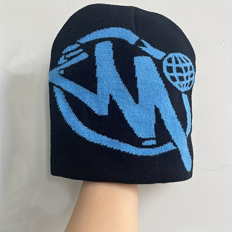 Y2K Jacquard Beanie Hip Hop Elastic Knit Hat Unisex