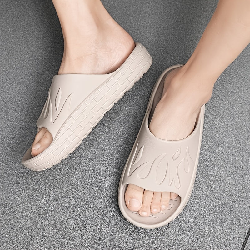 Men's Flame Pattern Cloud Slides Slippers Lightweight Non Slip Shoes