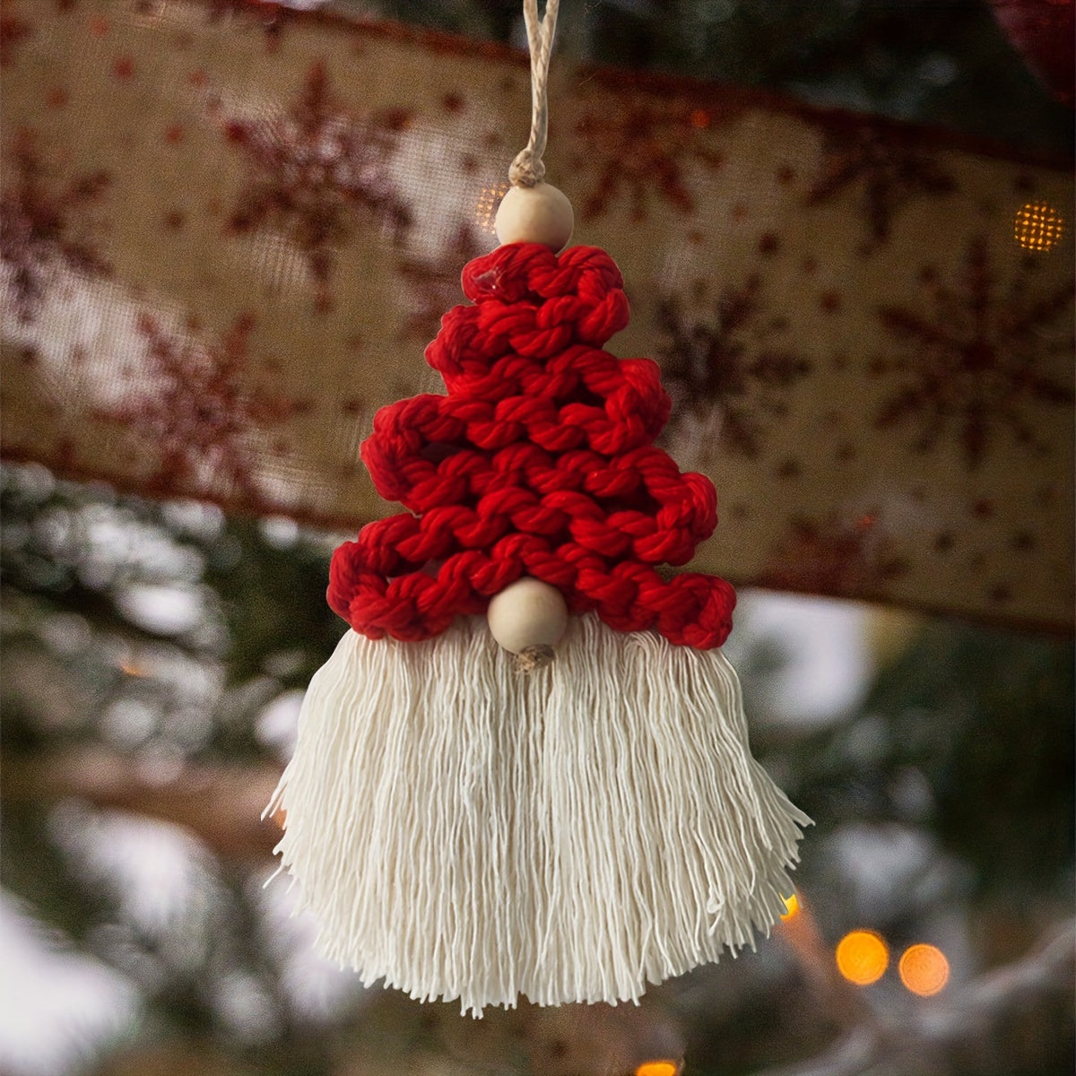 Hand Woven Tassel Pendant for Home Decor Christmas Tree Faceless Old Man