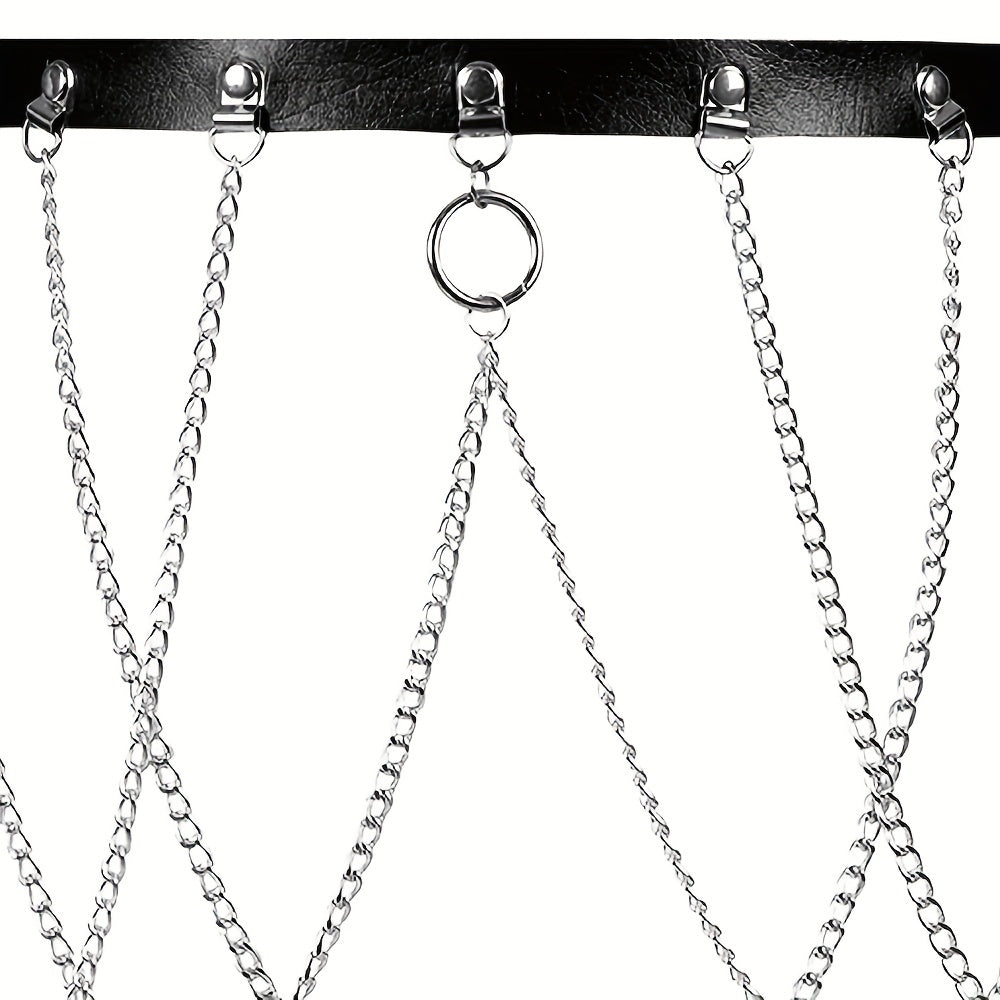 Punk Leg Harness Belt Metal Chain & Leather Accessory