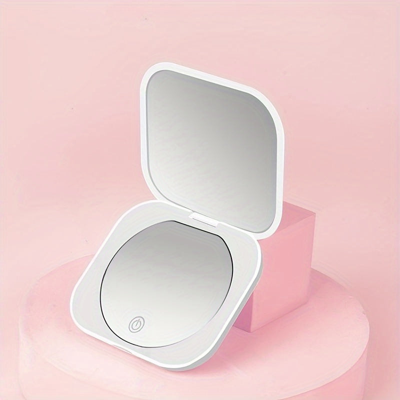 LED Lighted Travel Makeup Mirror Compact Portable Double Side Hand Mirror Gift