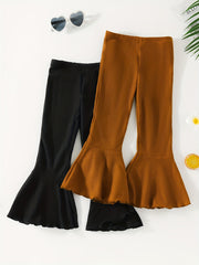 Waffle Knit Bell Bottom Pants for Toddler Girls