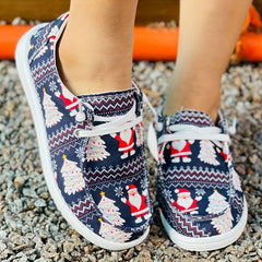 Women's Christmas Santa & Tree Cartoon Flat Casual Shoes