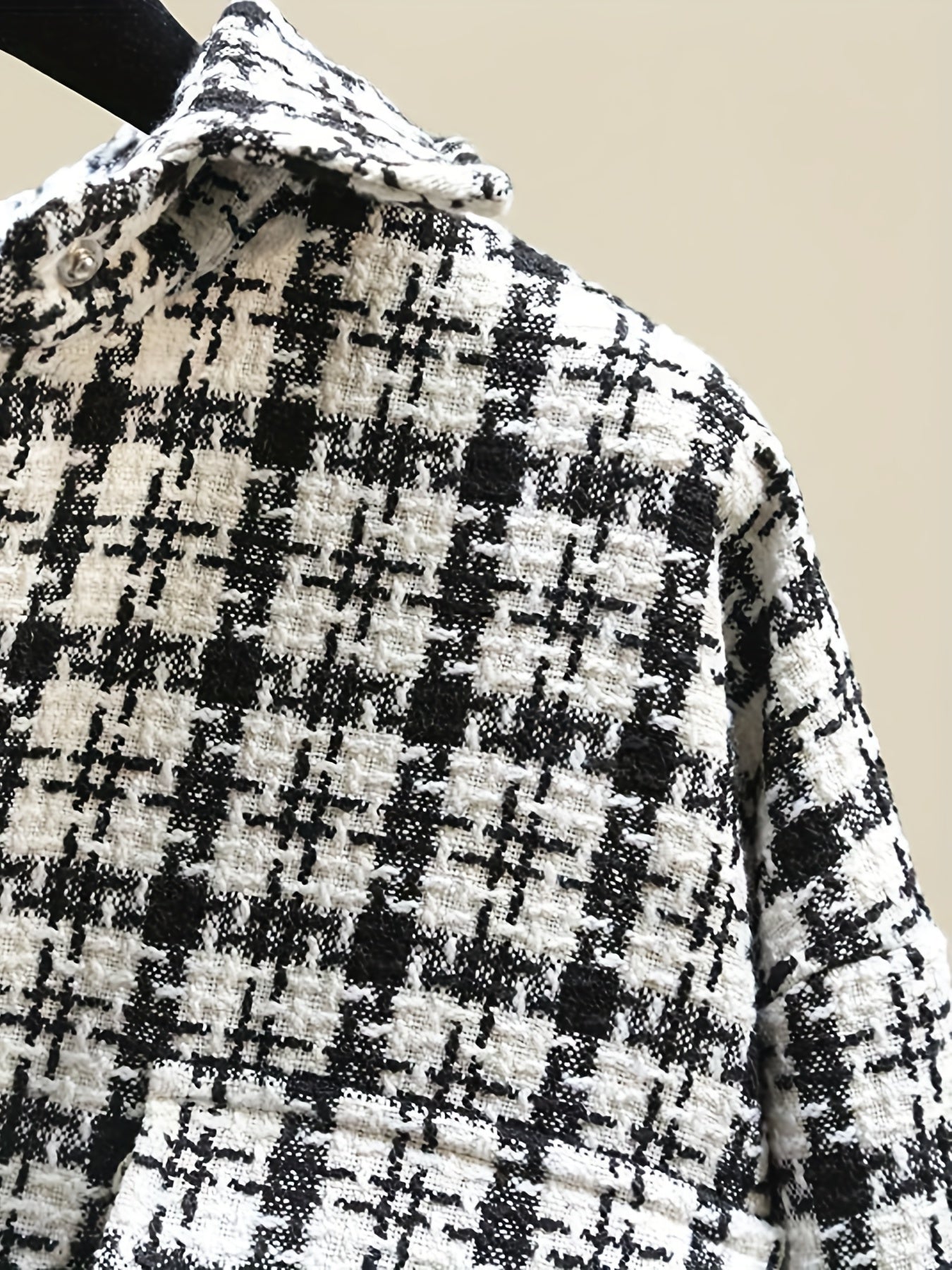 Tweed Plaid Drop Shoulder Jacket for Fall & Winter