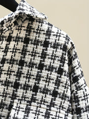 Tweed Plaid Drop Shoulder Jacket for Fall & Winter