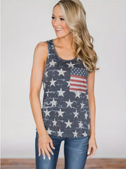 American Flag Print Tank Top Women's Sleeveless Casual Summer Tank