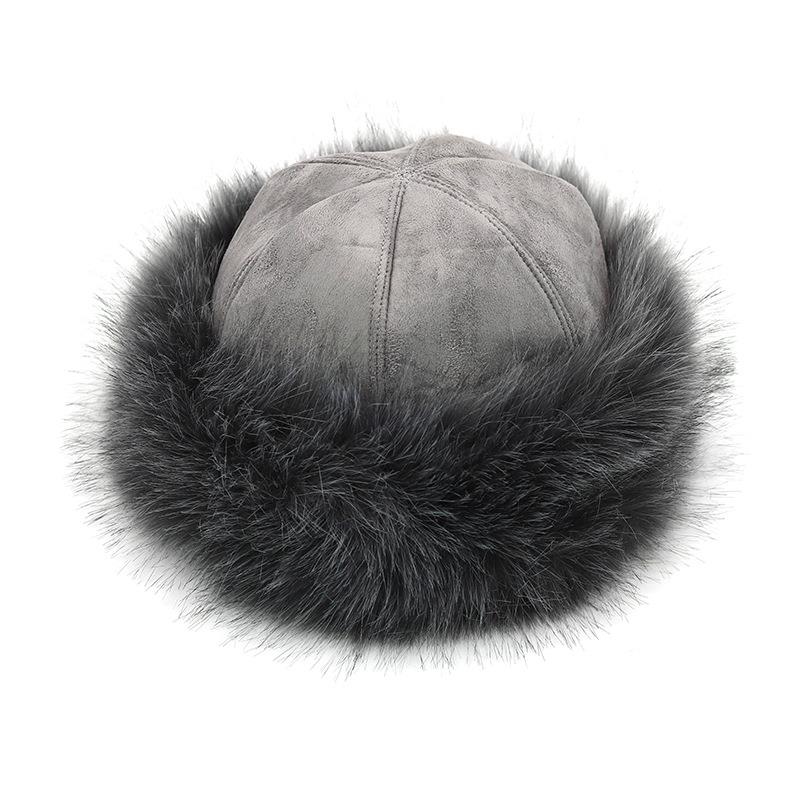Mongolian Bag Style Suede Velvet Fox Hair Hat Fur Hat