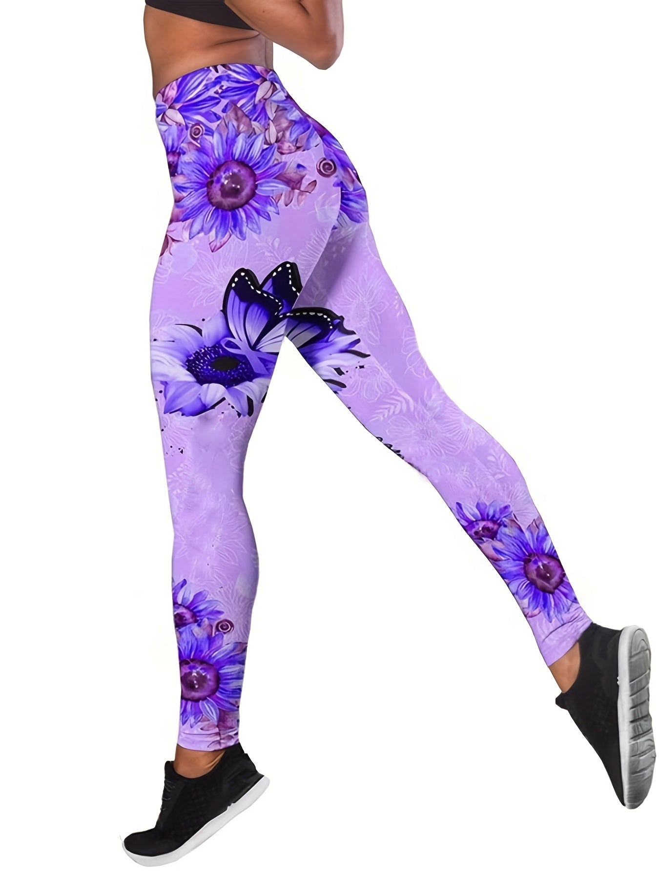 Butterfly Print High Rise Sports Leggings