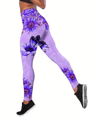 Butterfly Print High Rise Sports Leggings