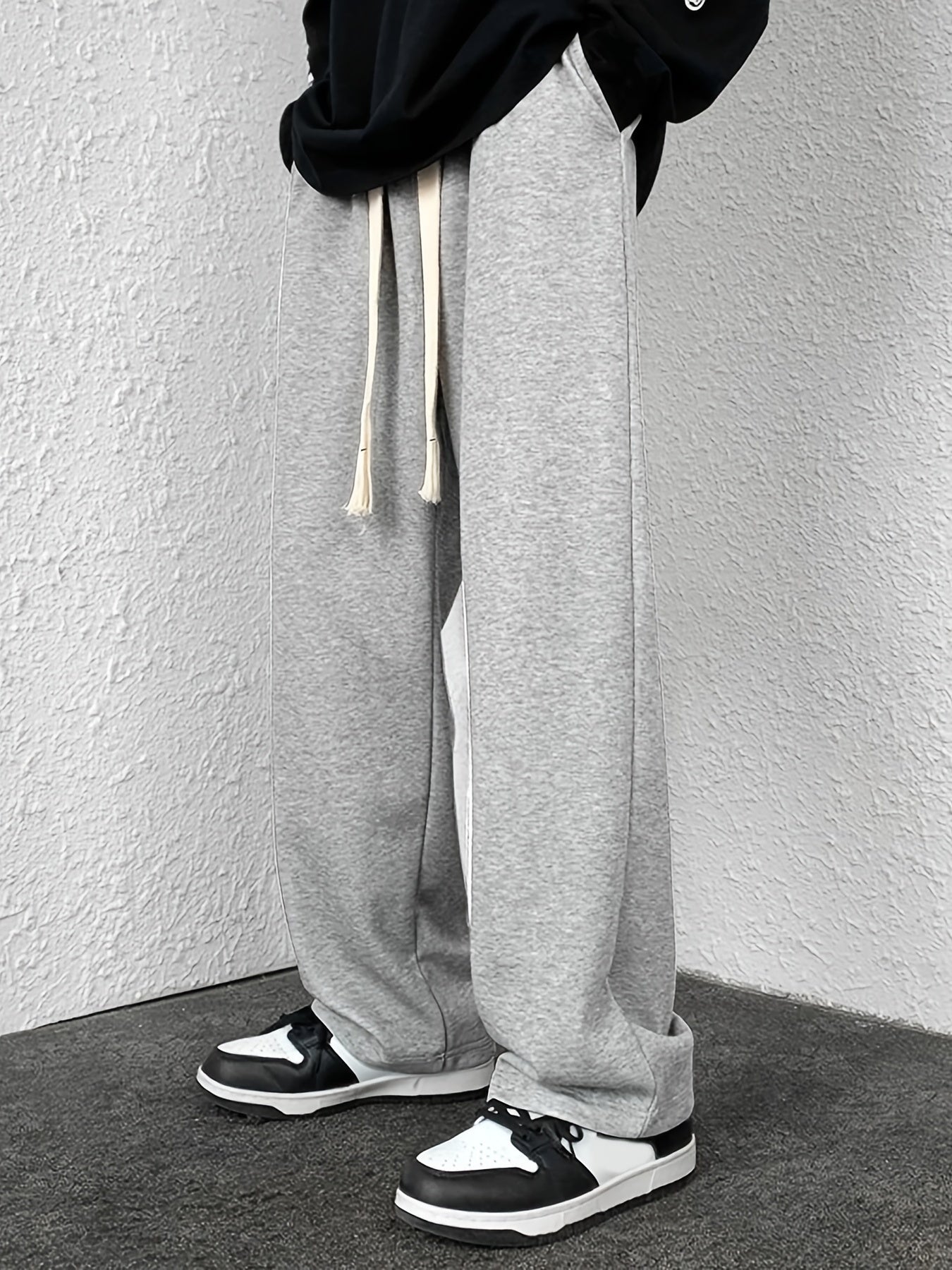 Men's Drawstring Waist Straight Pants for Autumn and Winter