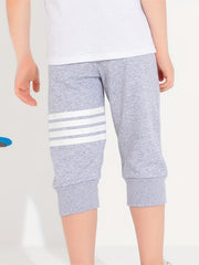 Boys Stripes Print Cropped Pants for Spring and Summer