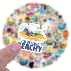 120pcs Hawaii Beach Surfing Stickers Vinyl Waterproof Pack
