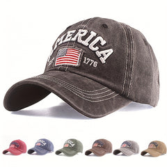 Vintage America Flag Baseball Cap Distressed Washed Sun Hat